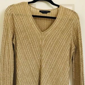 V neck sweater metallic